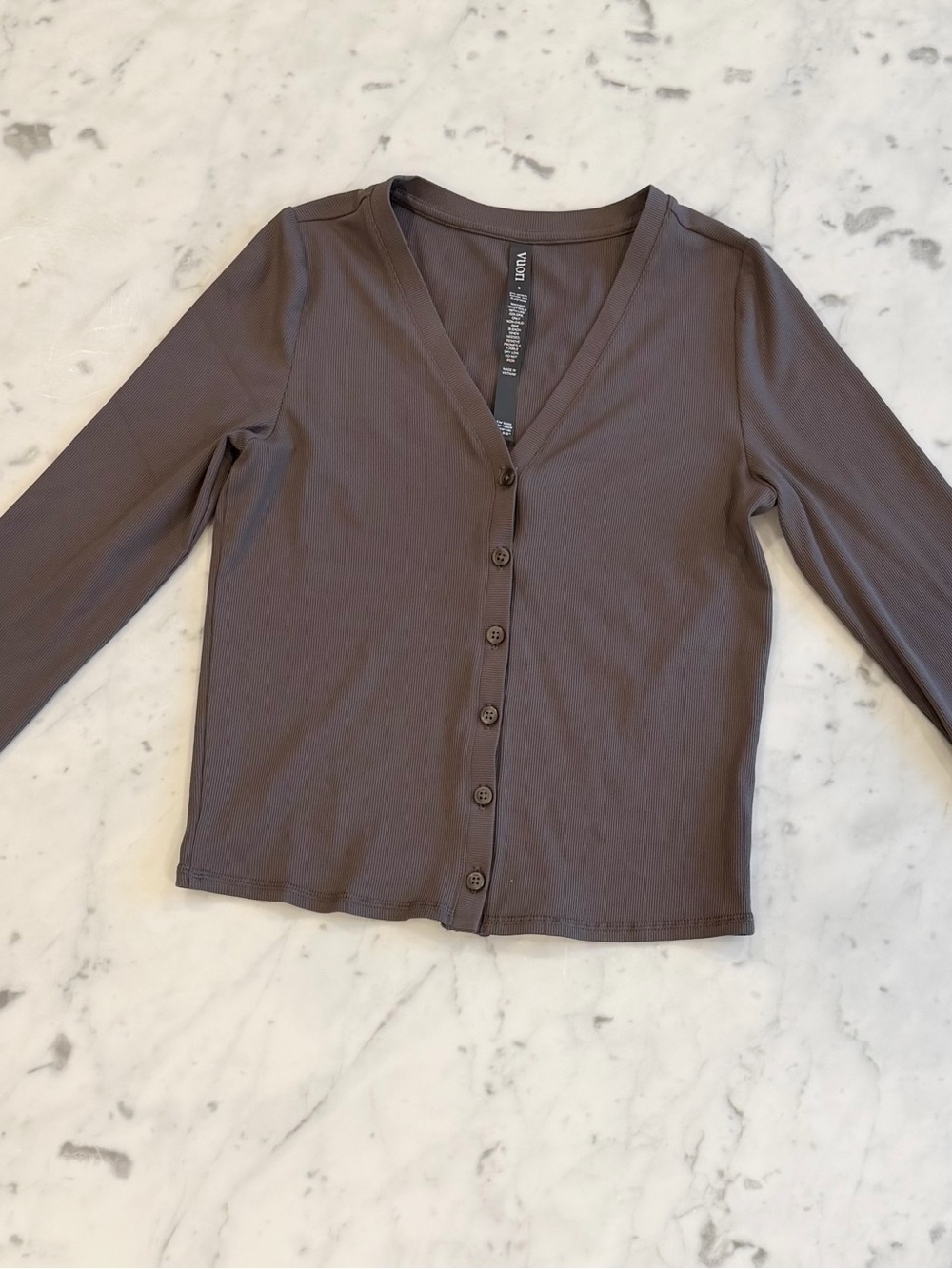 Women's Vuori Pose Thin Ribbed V-Neck Cardigan in Chia Size Small - Picture 6 of 6